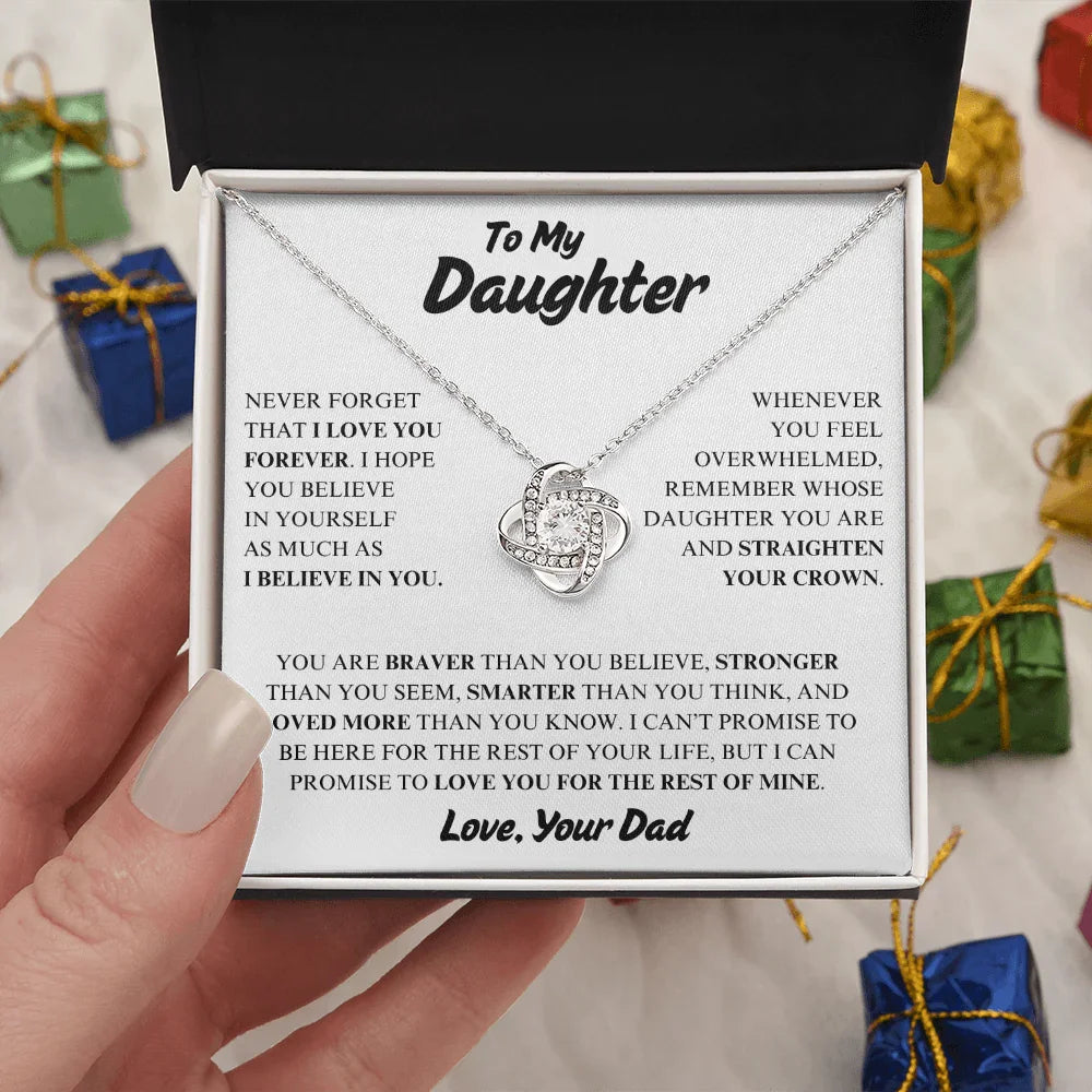 To My Daughter - Love Knot Necklace - Gift Set - SLDDL0091 - Sunshine Letters Co