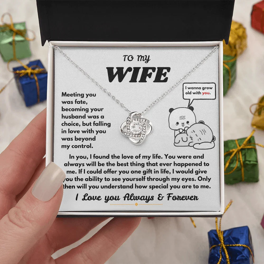 To My Wife - Love Knot Necklace - Gift Set - SLDDL0104 - Sunshine Letters Co