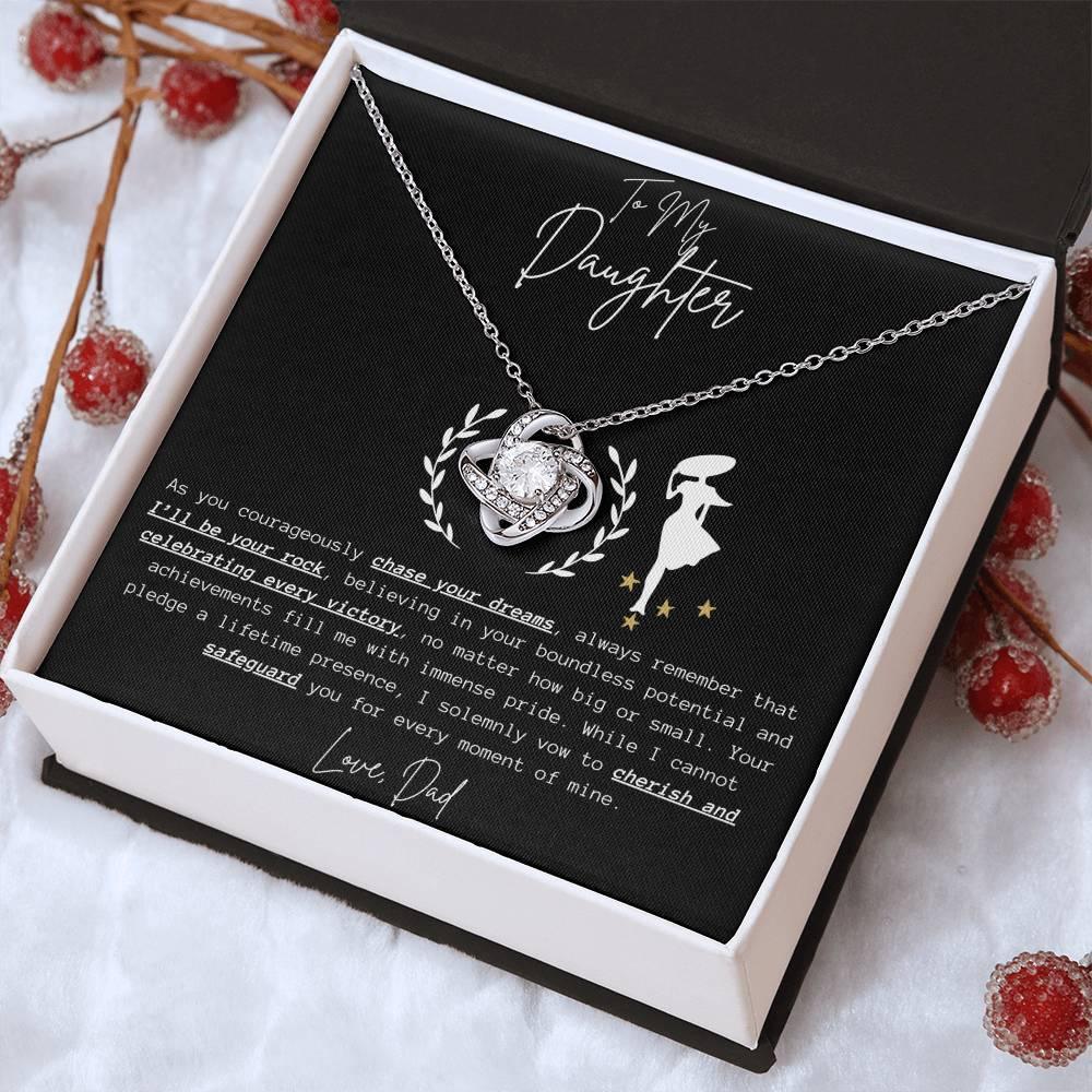 To My Daughter - Love Knot Necklace Gift Set - SLDDL0044 - Sunshine Letters Co
