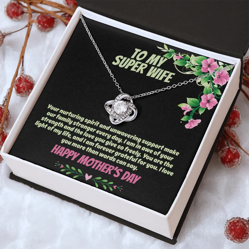 To My Super Wife - Love Knot Necklace - Gift Set - SLPMAE0004 - Sunshine Letters Co