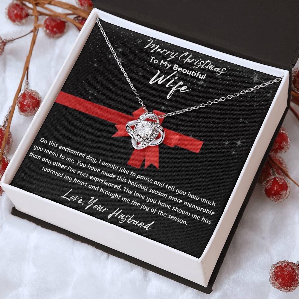 To My Beautiful Wife - Love Knot Necklace - Gift Set - SLDDL0048 - Sunshine Letters Co