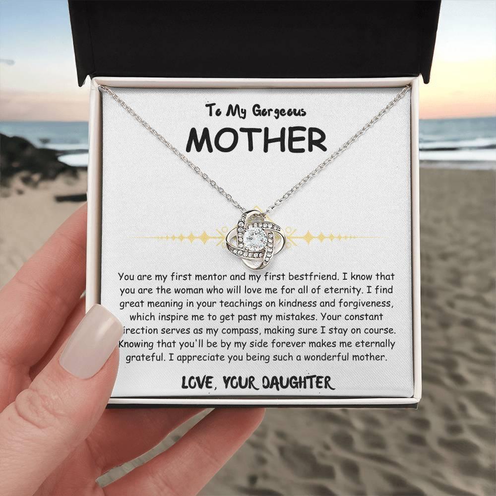 To My Gorgeous Mother - Love Knot Necklace - Mother's Day Gift Set - SLDDL0027 - Sunshine Letters Co