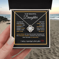 To My Beautiful Daughter - Love Knot Necklace - Gift Set - SLDDL0092 - Sunshine Letters Co