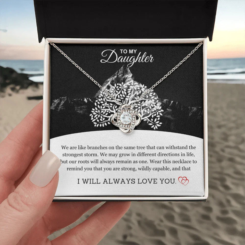 To My Daughter - Love Knot Necklace - Gift Set - SLDDL0093 - Sunshine Letters Co
