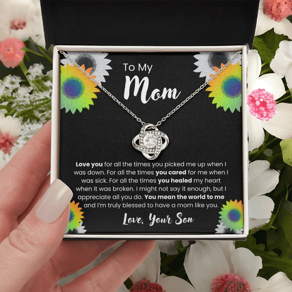 To My Mom - Love Knot Necklace - Gift Set - SLDDL0106 - Sunshine Letters Co
