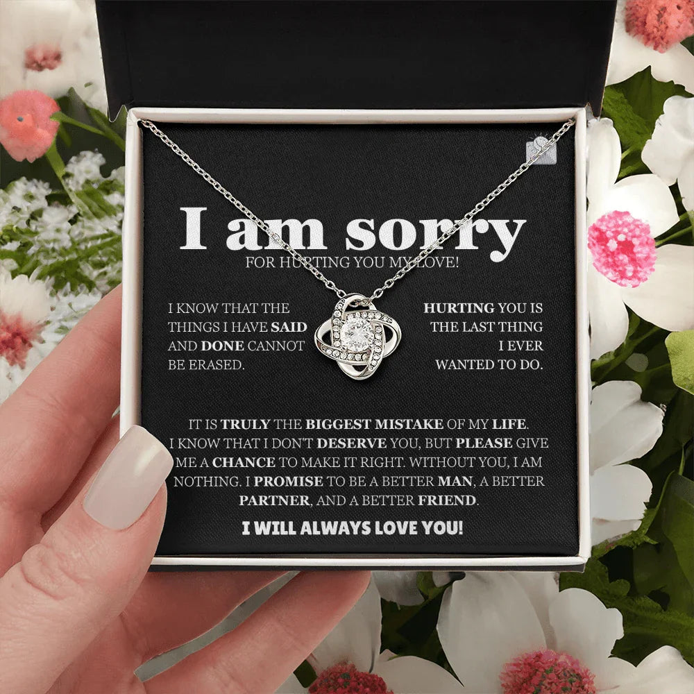 I am sorry - Love Knot Necklace - Apology Gift Set - SLDDL0126 - Sunshine Letters Co
