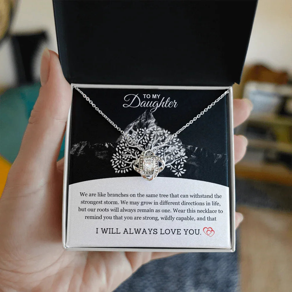 To My Daughter - Love Knot Necklace - Gift Set - SLDDL0093 - Sunshine Letters Co
