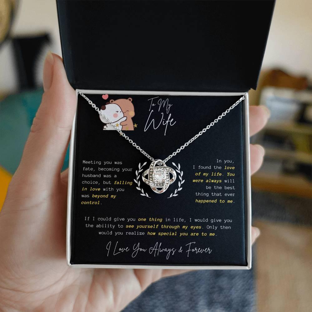 To My Wife - Love Knot Necklace - Gift Set - SLDDL0058 - Sunshine Letters Co