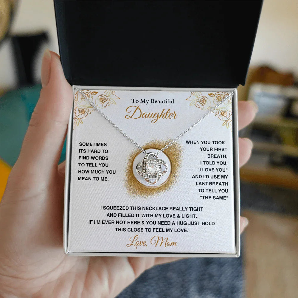 To My Beautiful Daughter - Love Knot Necklace - Gift Set - SLDDL0089 - Sunshine Letters Co