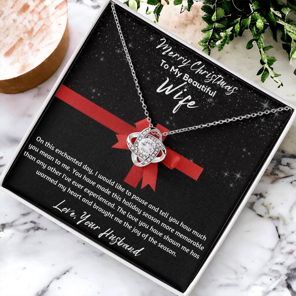 To My Beautiful Wife - Love Knot Necklace - Gift Set - SLDDL0048 - Sunshine Letters Co