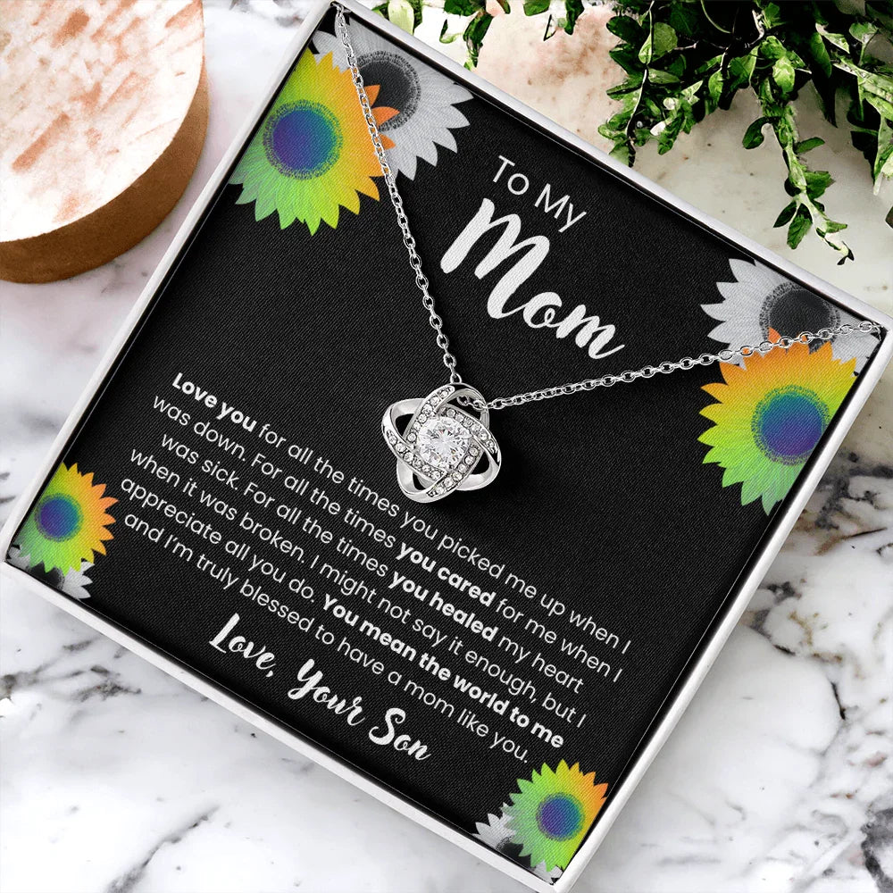 To My Mom - Love Knot Necklace - Gift Set - SLDDL0106 - Sunshine Letters Co