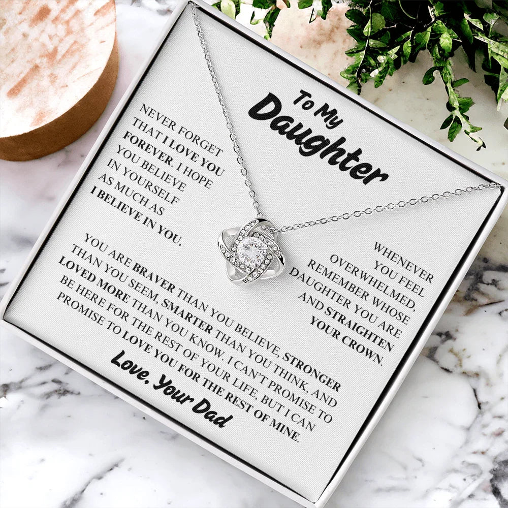 To My Daughter - Love Knot Necklace - Gift Set - SLDDL0091 - Sunshine Letters Co