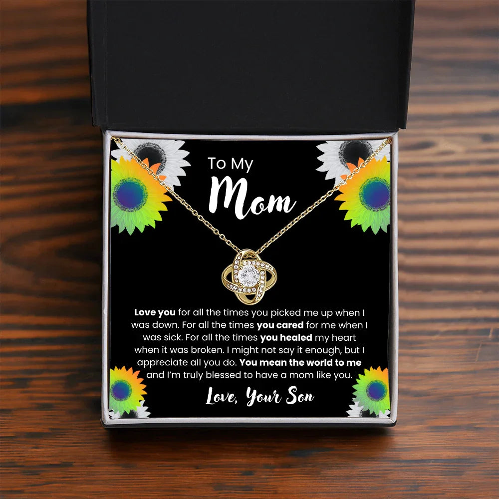 To My Mom - Love Knot Necklace - Gift Set - SLDDL0106 - Sunshine Letters Co