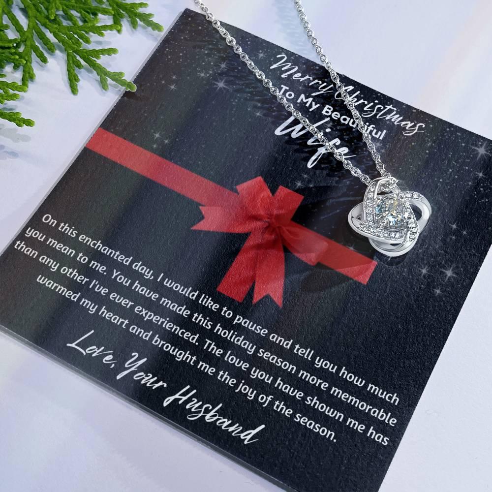 To My Beautiful Wife - Love Knot Necklace - Gift Set - SLDDL0048 - Sunshine Letters Co