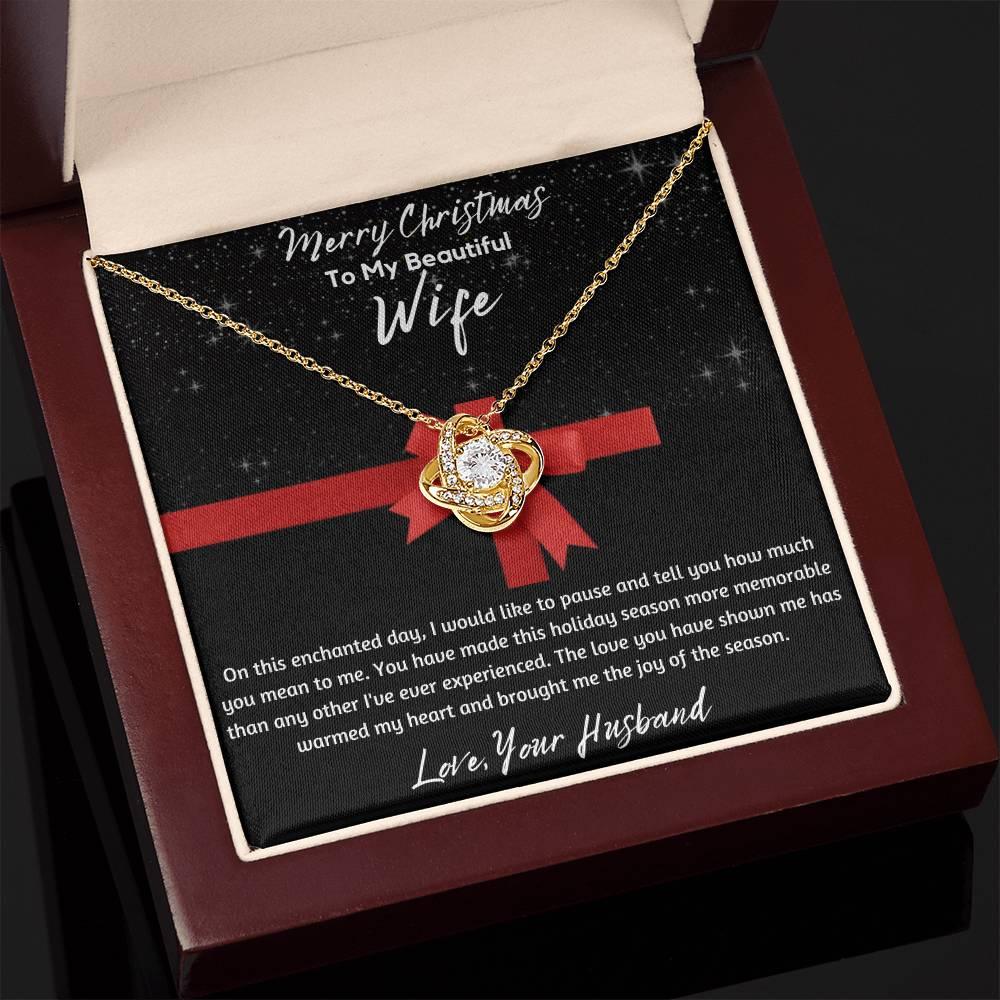 To My Beautiful Wife - Love Knot Necklace - Gift Set - SLDDL0050 - Sunshine Letters Co