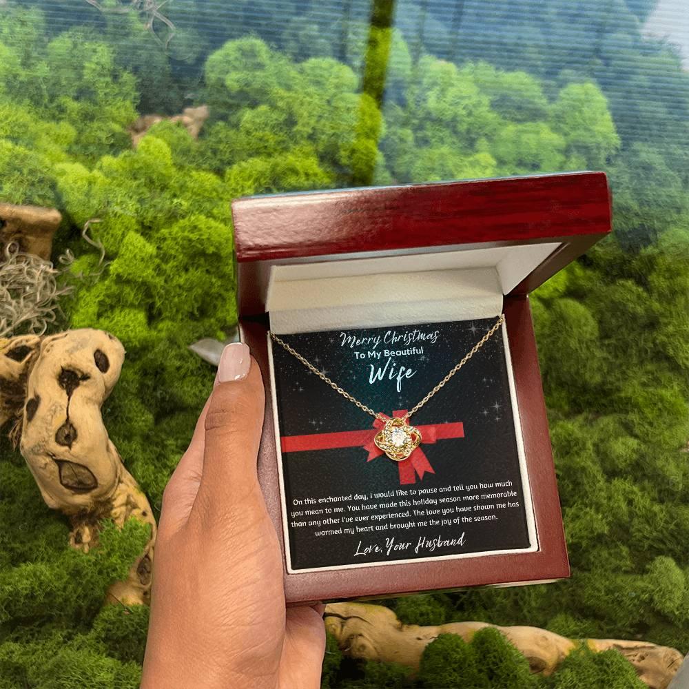 To My Beautiful Wife - Love Knot Necklace - Gift Set - SLDDL0050 - Sunshine Letters Co