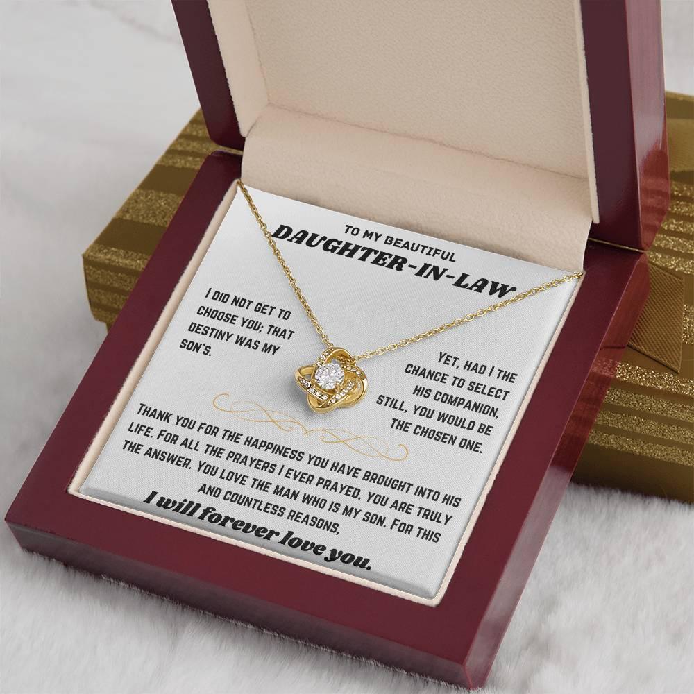 To My Beautiful Daughter-in-Law - Love Knot Necklace Gift Set - SLDDL0019 - Sunshine Letters Co