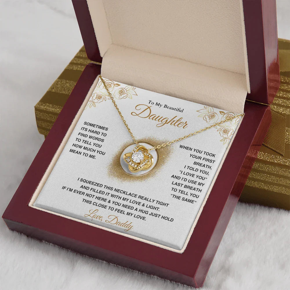 To My Beautiful Daughter - Love Knot Necklace - Gift Set - SLDDL0090 - Sunshine Letters Co