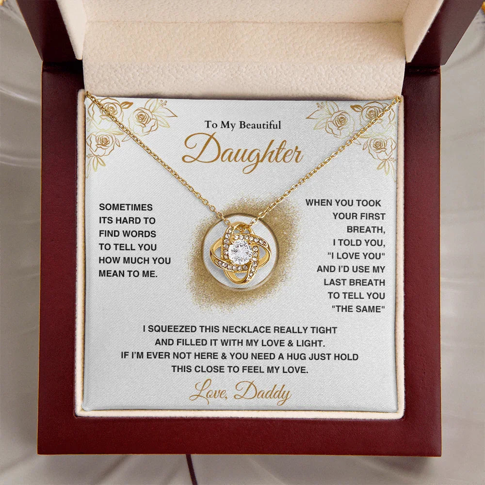 To My Beautiful Daughter - Love Knot Necklace - Gift Set - SLDDL0090 - Sunshine Letters Co