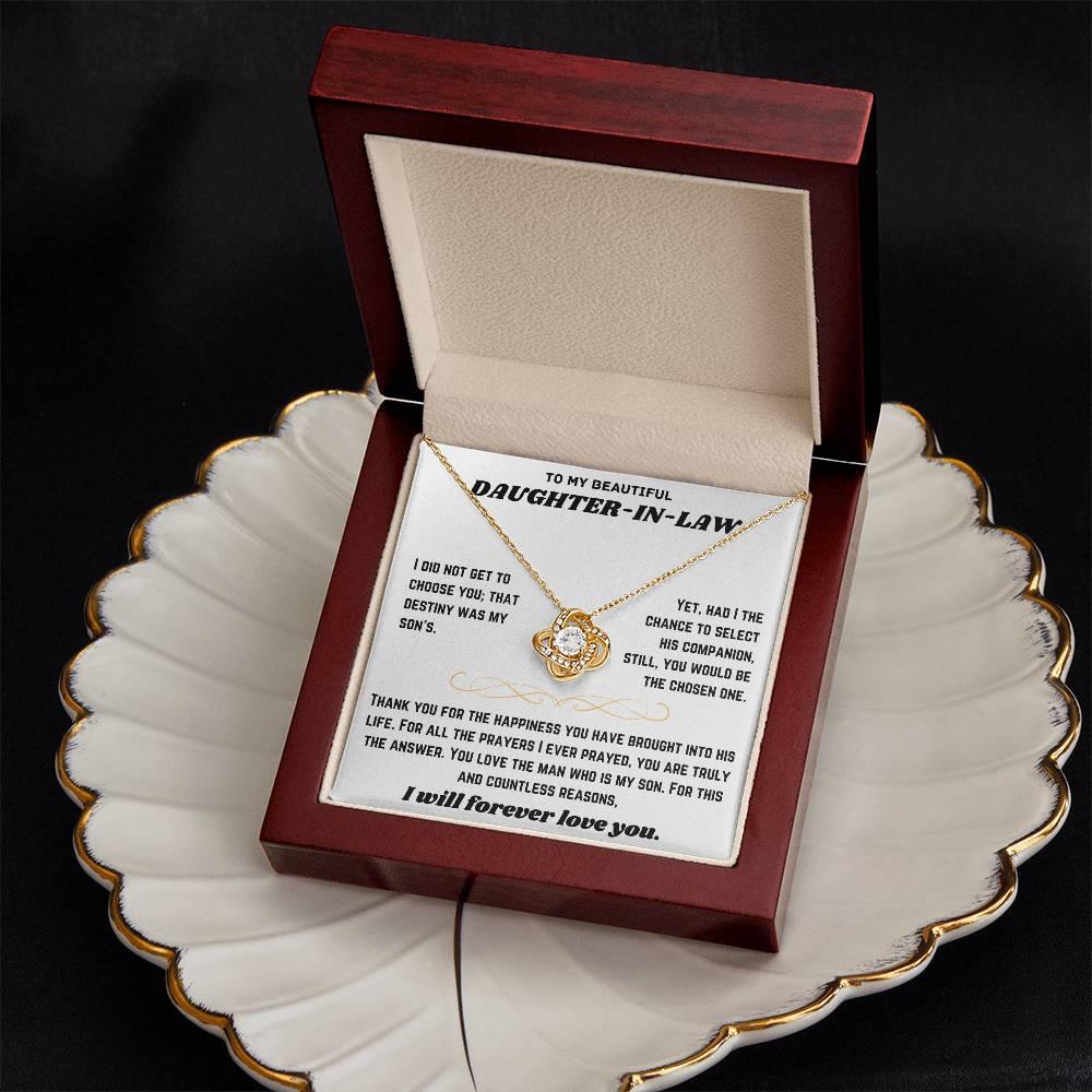 To My Beautiful Daughter-in-Law - Love Knot Necklace Gift Set - SLDDL0019 - Sunshine Letters Co