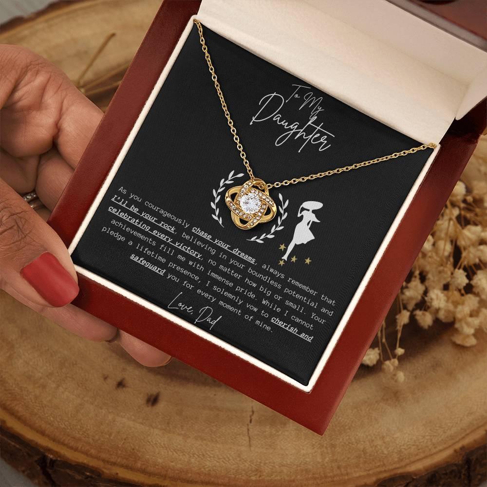 To My Daughter - Love Knot Necklace Gift Set - SLDDL0045 - Sunshine Letters Co