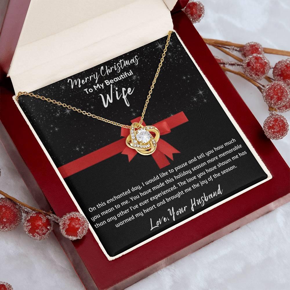 To My Beautiful Wife - Love Knot Necklace - Gift Set - SLDDL0050 - Sunshine Letters Co