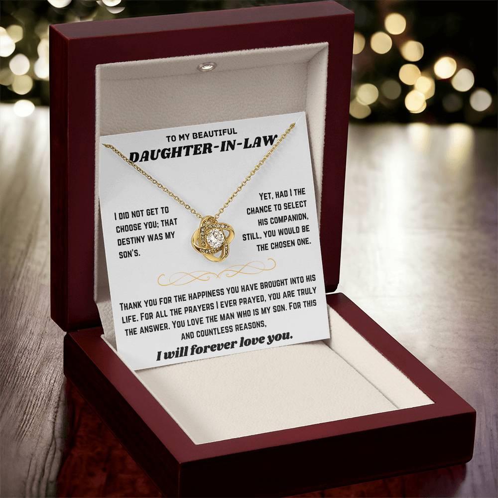 To My Beautiful Daughter-in-Law - Love Knot Necklace Gift Set - SLDDL0019 - Sunshine Letters Co