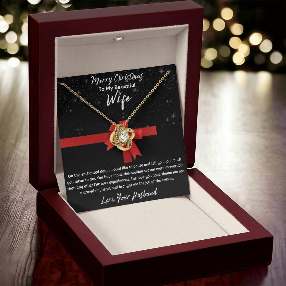 To My Beautiful Wife - Love Knot Necklace - Gift Set - SLDDL0050 - Sunshine Letters Co