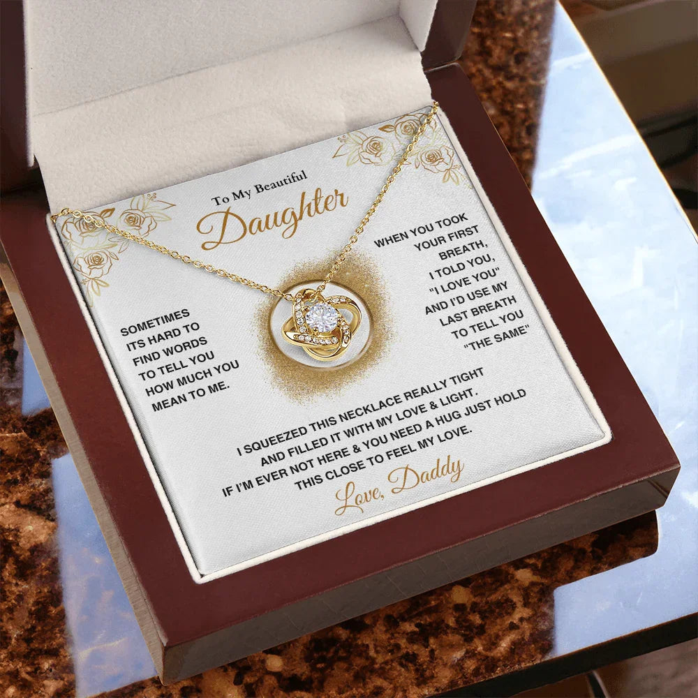 To My Beautiful Daughter - Love Knot Necklace - Gift Set - SLDDL0090 - Sunshine Letters Co