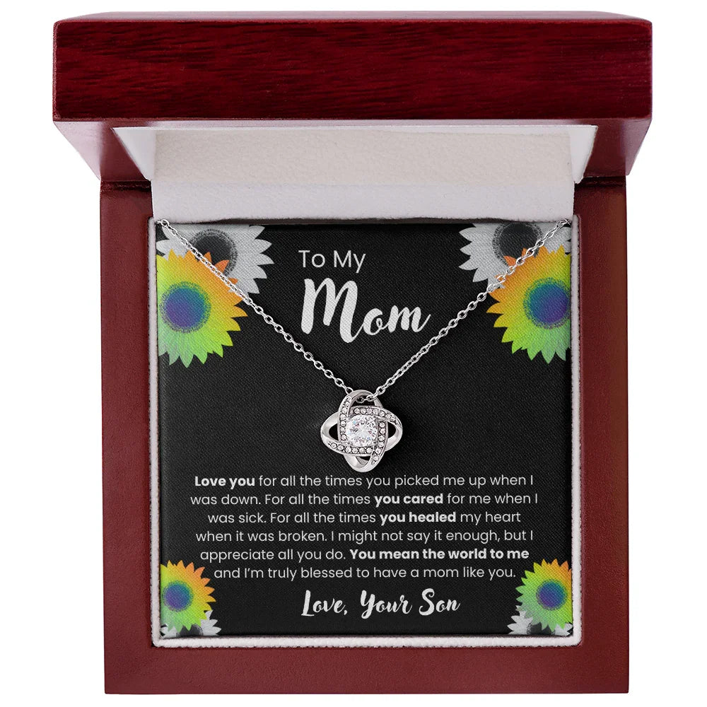 To My Mom - Love Knot Necklace - Gift Set - SLDDL0106 - Sunshine Letters Co