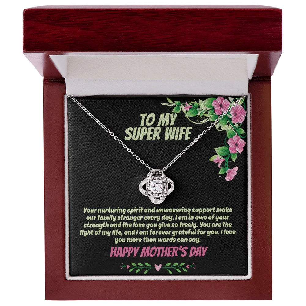 To My Super Wife - Love Knot Necklace - Gift Set - SLPMAE0004 - Sunshine Letters Co