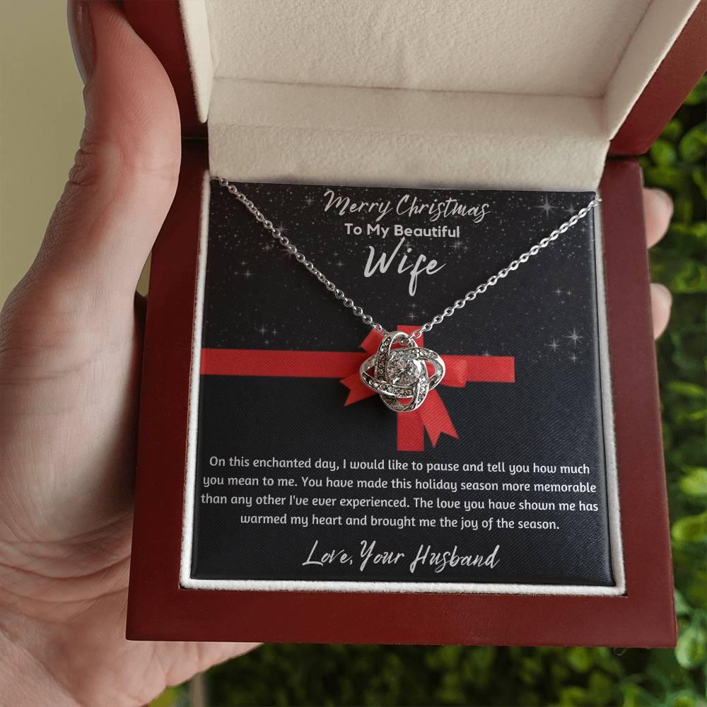 To My Beautiful Wife - Love Knot Necklace - Gift Set - SLDDL0048 - Sunshine Letters Co