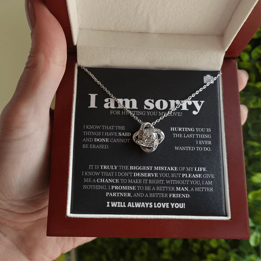 I am sorry - Love Knot Necklace - Apology Gift Set - SLDDL0126 - Sunshine Letters Co