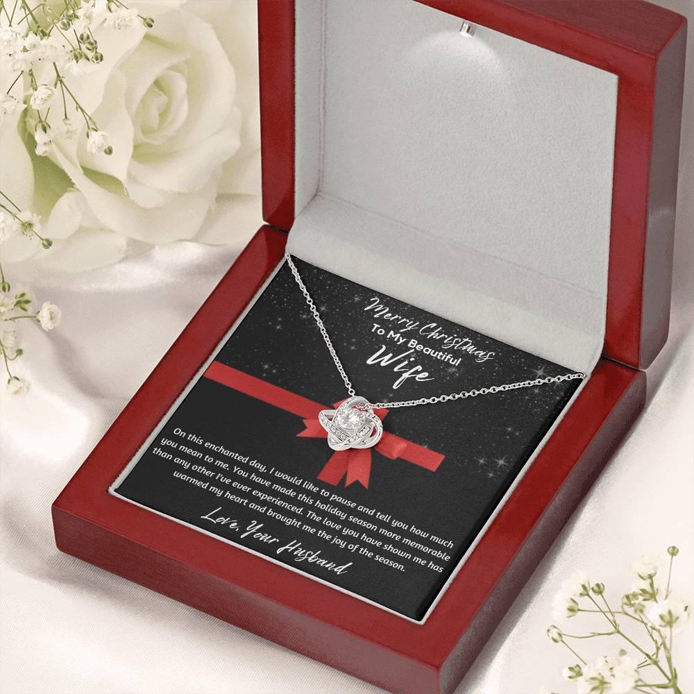 To My Beautiful Wife - Love Knot Necklace - Gift Set - SLDDL0048 - Sunshine Letters Co