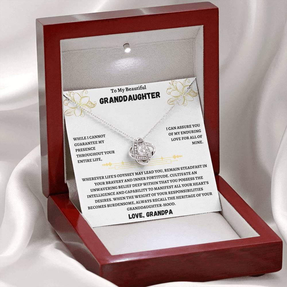 To My Beautiful Granddaughter - Love Knot Necklace Gift Set - SLDDL0012 - Sunshine Letters Co