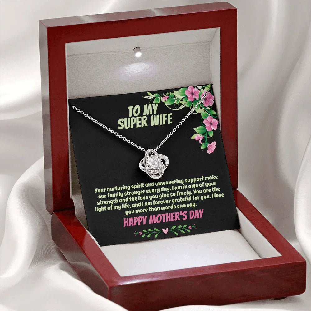 To My Super Wife - Love Knot Necklace - Gift Set - SLPMAE0004 - Sunshine Letters Co