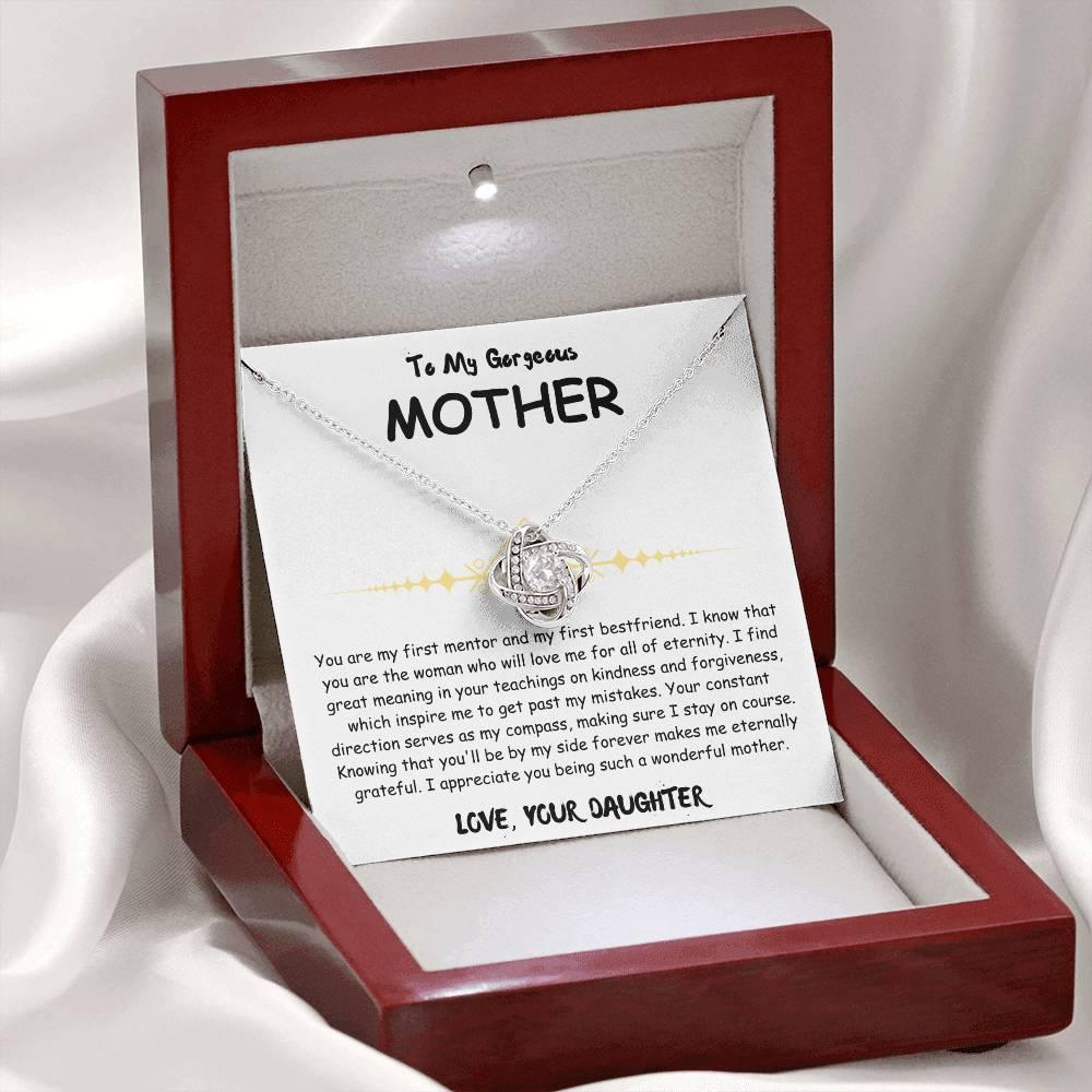 To My Gorgeous Mother - Love Knot Necklace - Mother's Day Gift Set - SLDDL0027 - Sunshine Letters Co