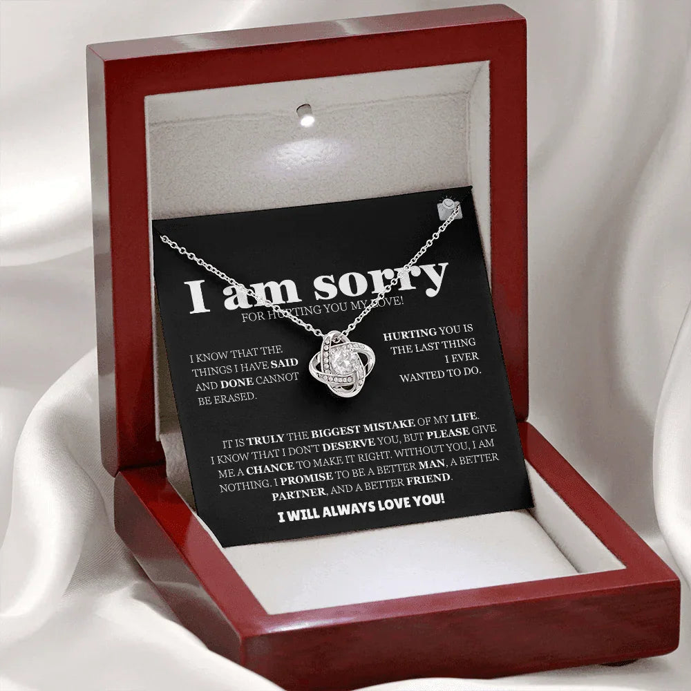 I am sorry - Love Knot Necklace - Apology Gift Set - SLDDL0126 - Sunshine Letters Co