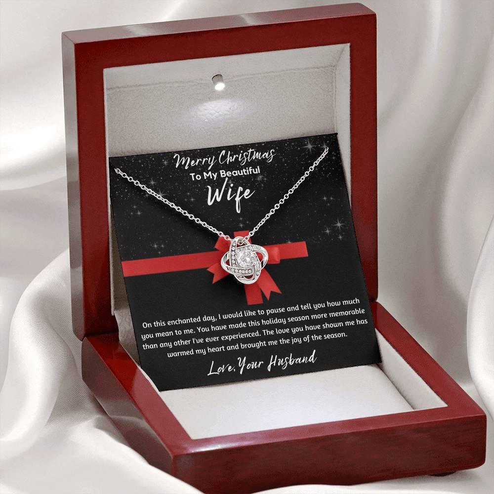 To My Beautiful Wife - Love Knot Necklace - Gift Set - SLDDL0048 - Sunshine Letters Co