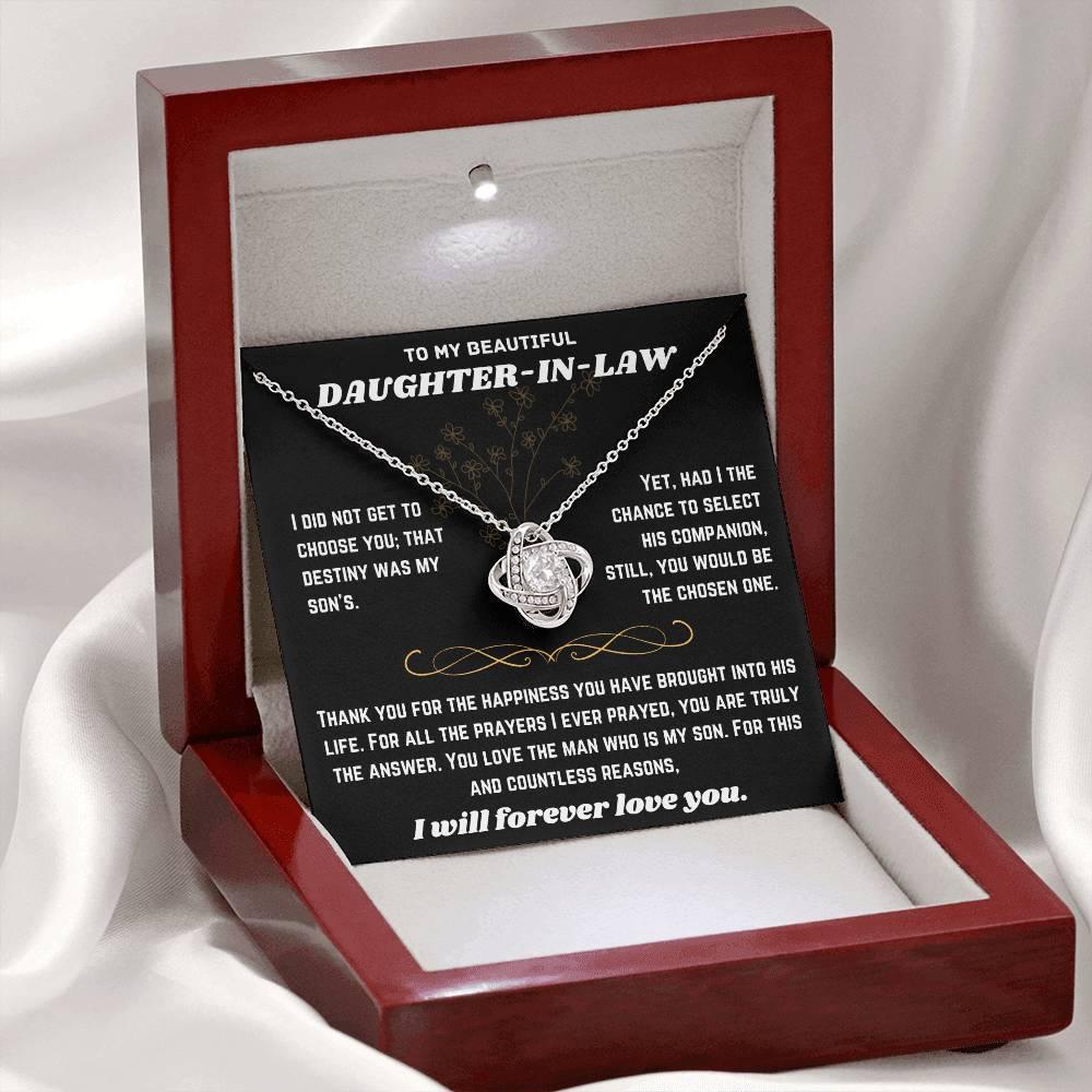 To My Beautiful Daughter-in-Law - Love Knot Necklace Gift Set - SLDDL0020 - Sunshine Letters Co