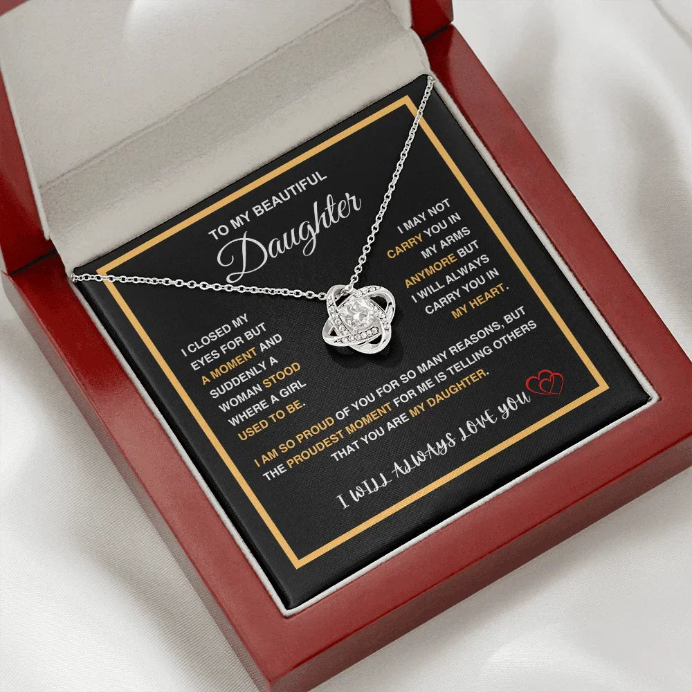 To My Beautiful Daughter - Love Knot Necklace - Gift Set - SLDDL0092 - Sunshine Letters Co