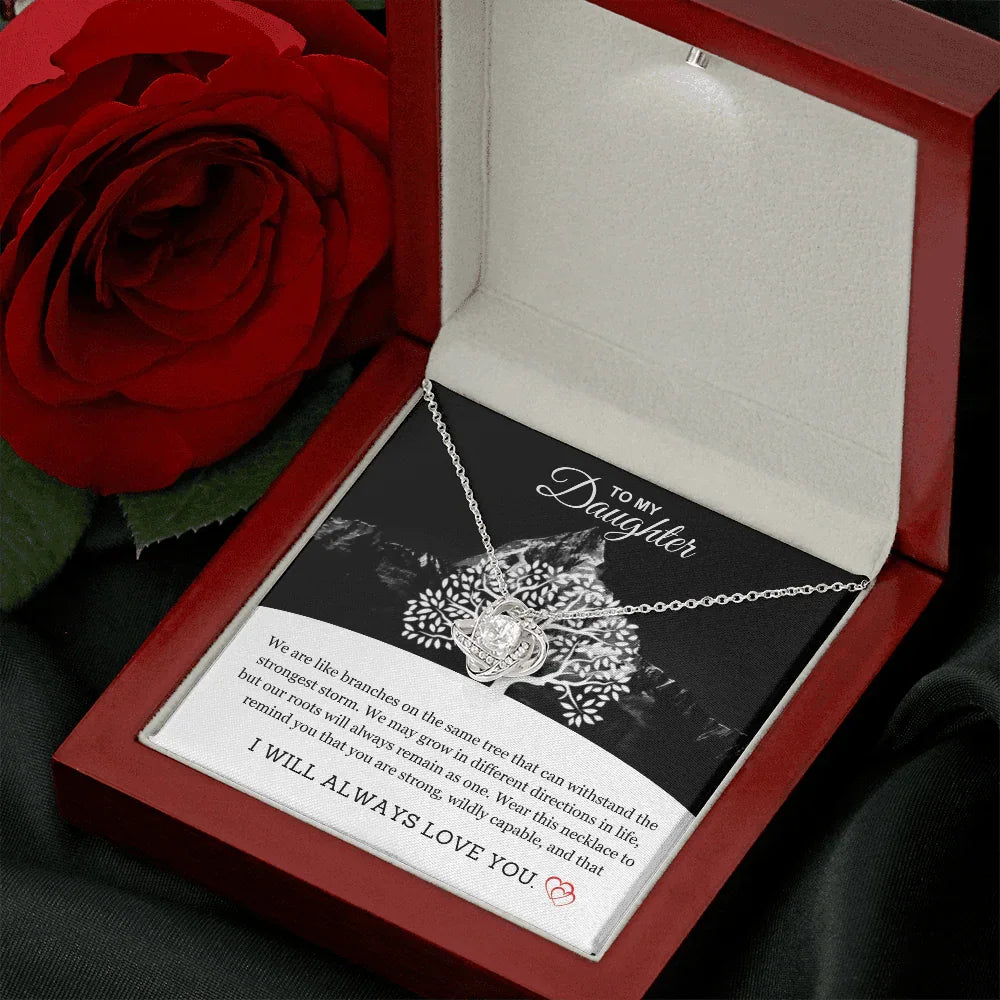 To My Daughter - Love Knot Necklace - Gift Set - SLDDL0093 - Sunshine Letters Co