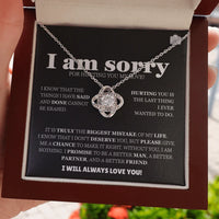 I am sorry - Love Knot Necklace - Apology Gift Set - SLDDL0126 - Sunshine Letters Co