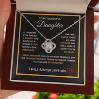 To My Beautiful Daughter - Love Knot Necklace - Gift Set - SLDDL0092 - Sunshine Letters Co
