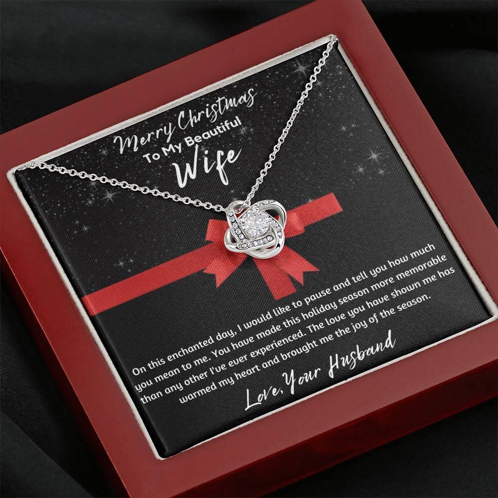 To My Beautiful Wife - Love Knot Necklace - Gift Set - SLDDL0048 - Sunshine Letters Co