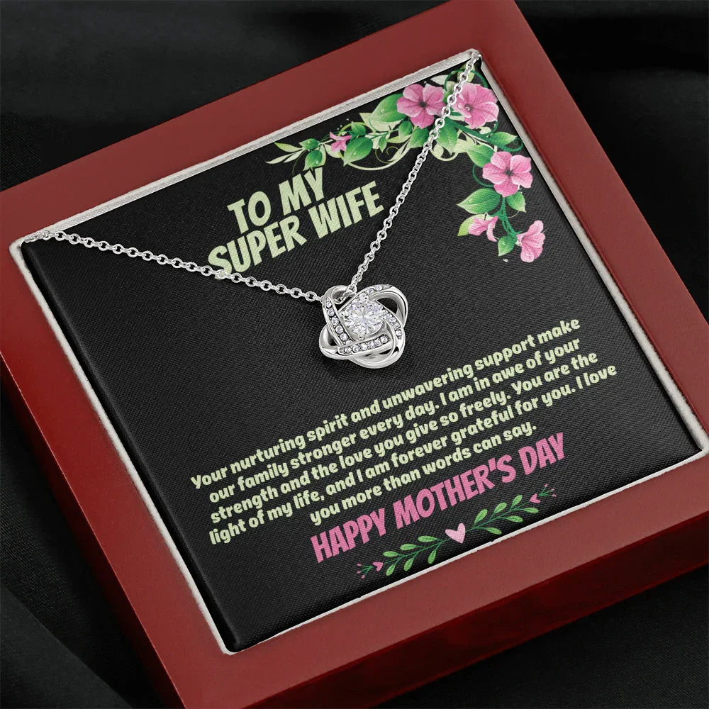 To My Super Wife - Love Knot Necklace - Gift Set - SLPMAE0004 - Sunshine Letters Co