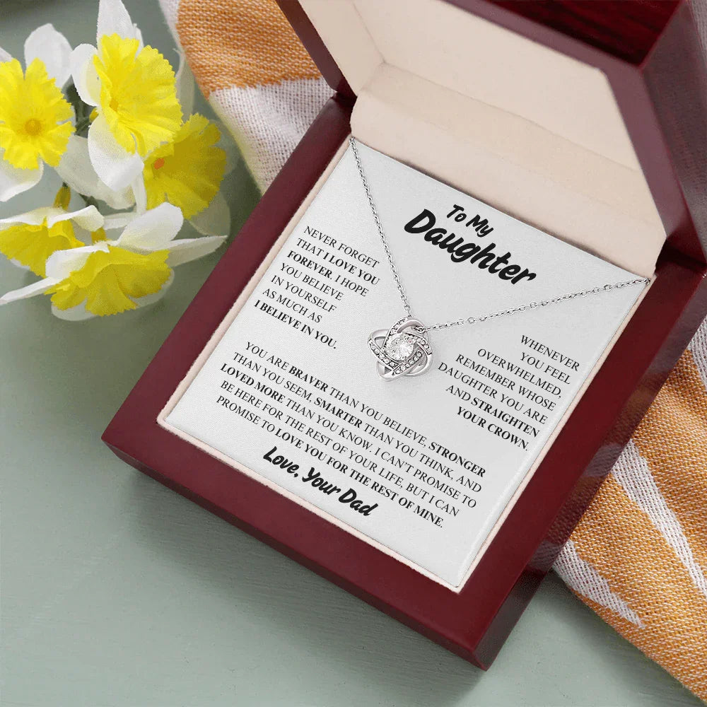 To My Daughter - Love Knot Necklace - Gift Set - SLDDL0091 - Sunshine Letters Co