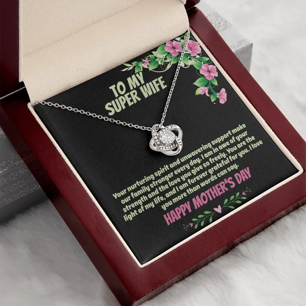 To My Super Wife - Love Knot Necklace - Gift Set - SLPMAE0004 - Sunshine Letters Co