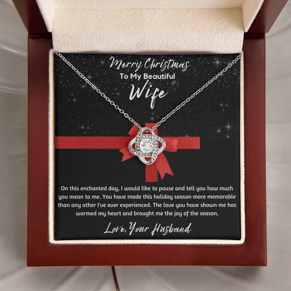 To My Beautiful Wife - Love Knot Necklace - Gift Set - SLDDL0048 - Sunshine Letters Co