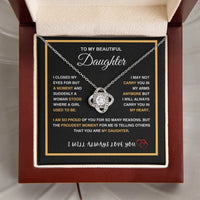 To My Beautiful Daughter - Love Knot Necklace - Gift Set - SLDDL0092 - Sunshine Letters Co